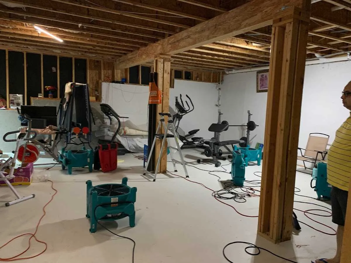 Basement drying equipment setup for Contents Cleaning & Restoration in Lake Zurich