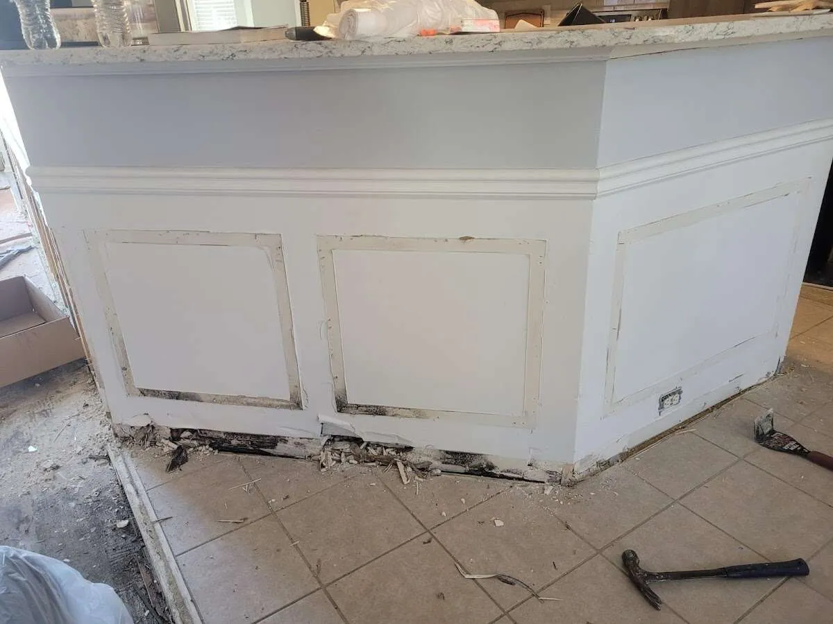 Water damage and mold on kitchen during Storm Damage Restoration in Lake Zurich